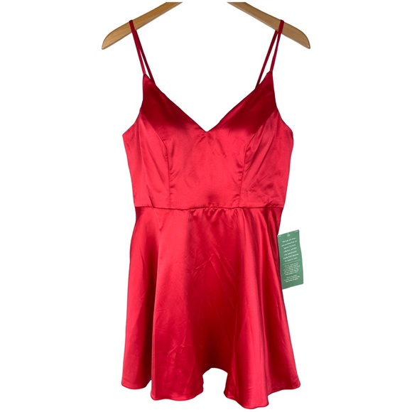 B. Smart Pleated Fit & Flare Satin Slip Skater Dress NWT - Picture 2 of 6